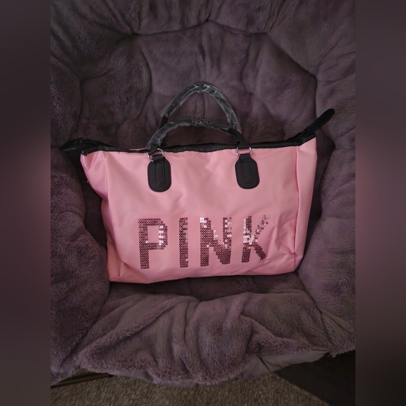 Pink Sequin Tote Bag with Black Handles | New - Picture 2 of 4